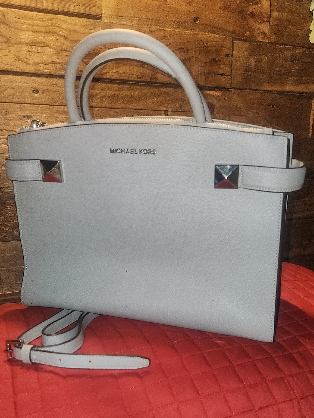 MICHAEL KORS Pearl Grey Saffiano Satchel